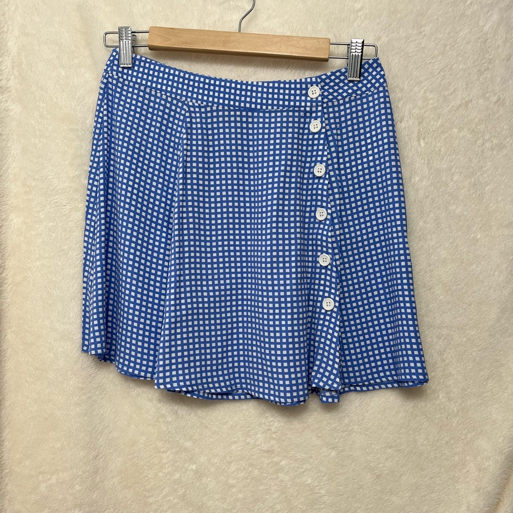 Forever 21 Blue Checkered Skater Skirt